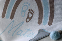 PERSONALIZED RAINBOW BLANKET FOR BOYS | WHITE