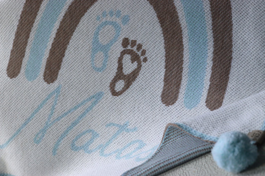 PERSONALIZED RAINBOW BLANKET FOR BOYS | WHITE