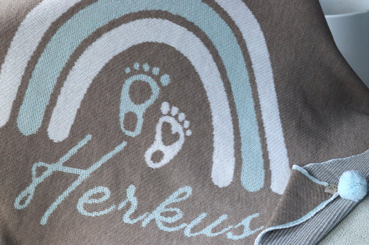 PERSONALIZED RAINBOW BLANKET FOR BOYS | BROWN