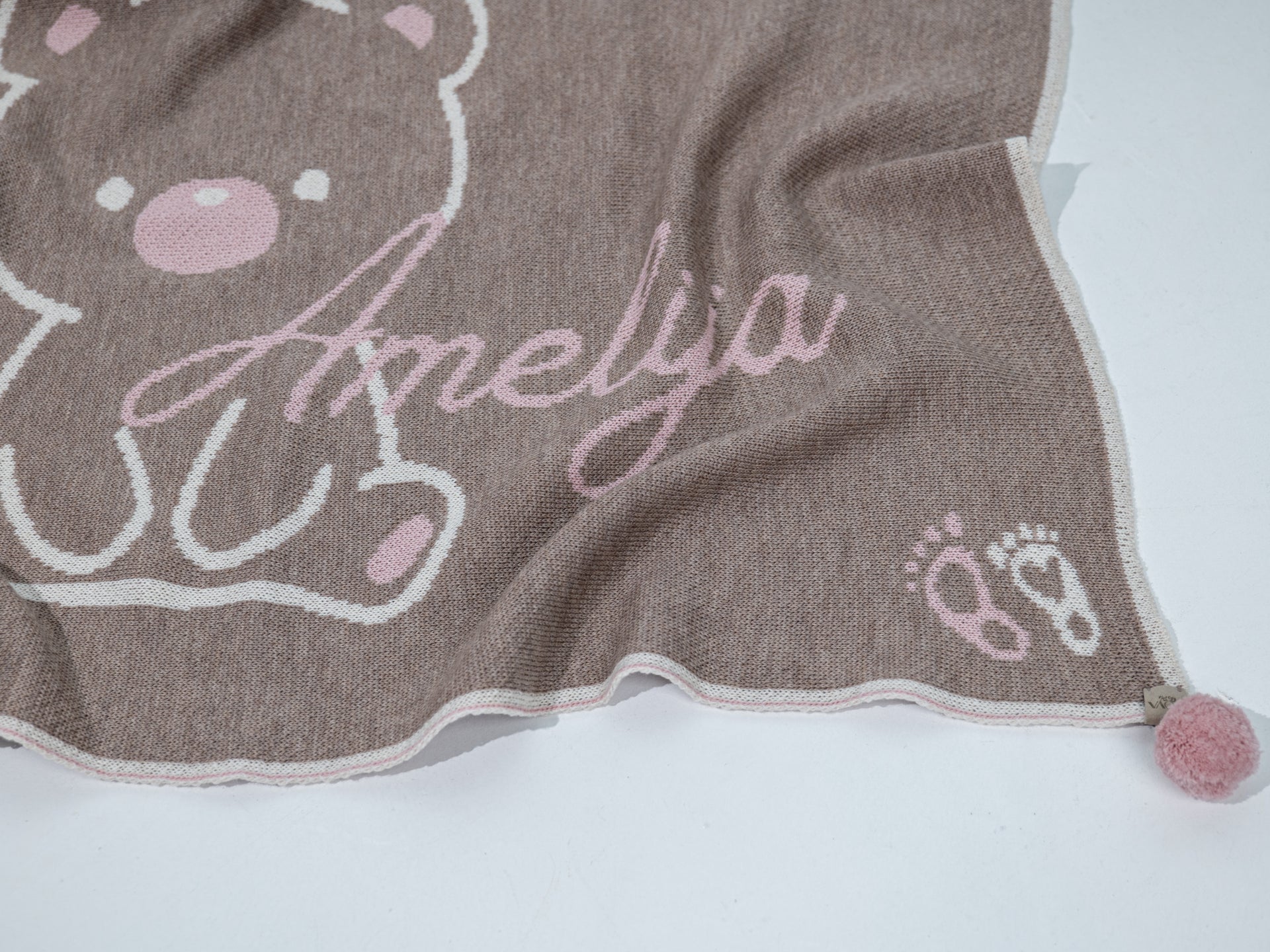 PERSONALIZED TEDDY BLANKET FOR GIRLS | BROWN