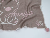 PERSONALIZED TEDDY BLANKET FOR GIRLS | BROWN