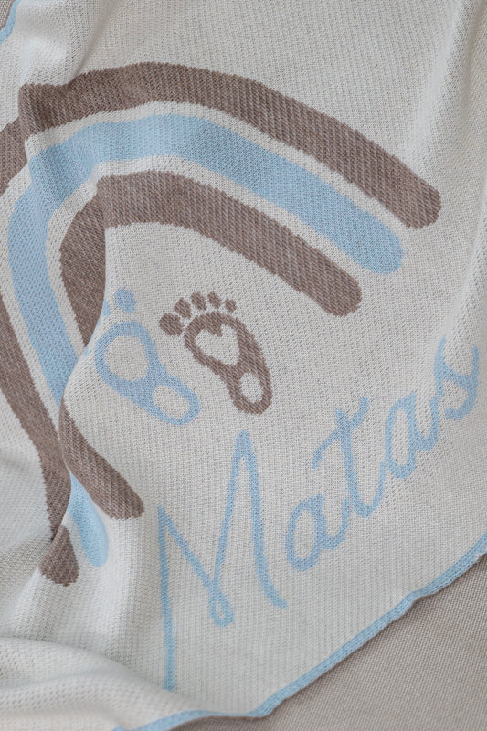 PERSONALIZED RAINBOW BLANKET FOR BOYS | WHITE