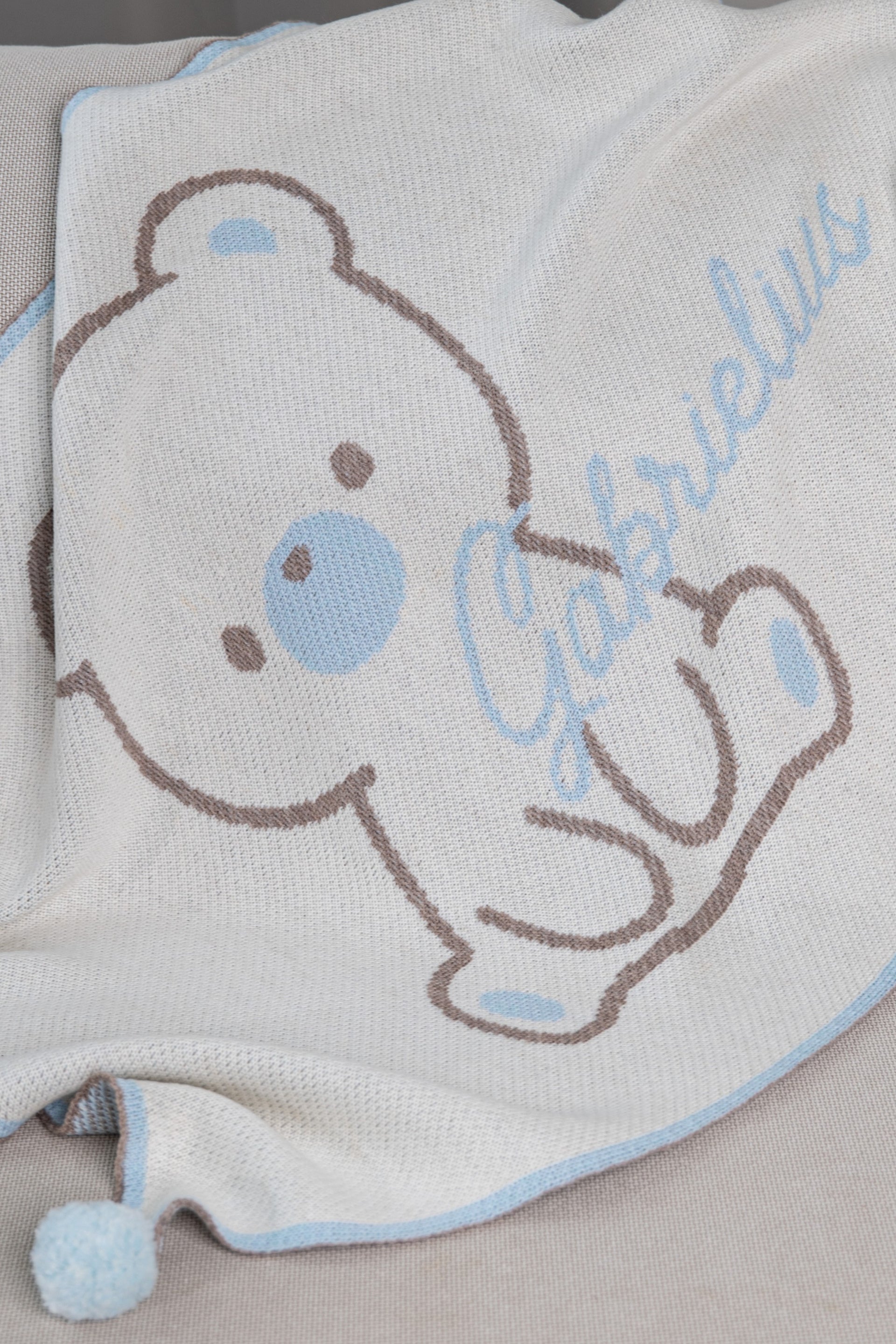 PERSONALIZED TEDDY BLANKET FOR BOYS | WHITE