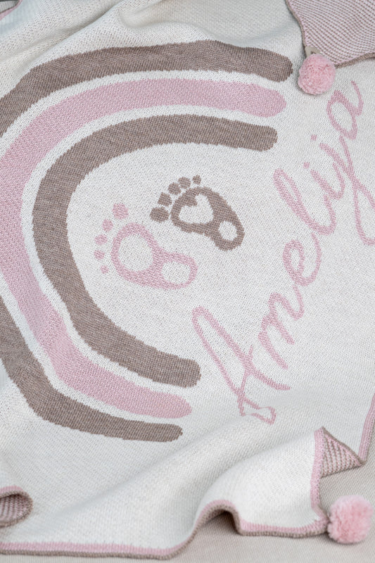 PERSONALIZED RAINBOW BLANKET FOR GIRLS | WHITE