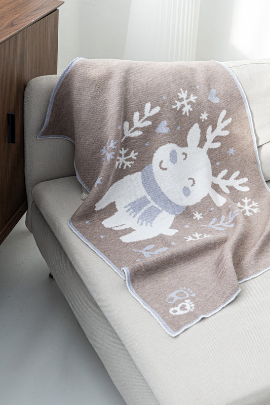 KALĖDINIS MERINO VILNOS PLEDUKAS | MĖLYNAS ELNIAS