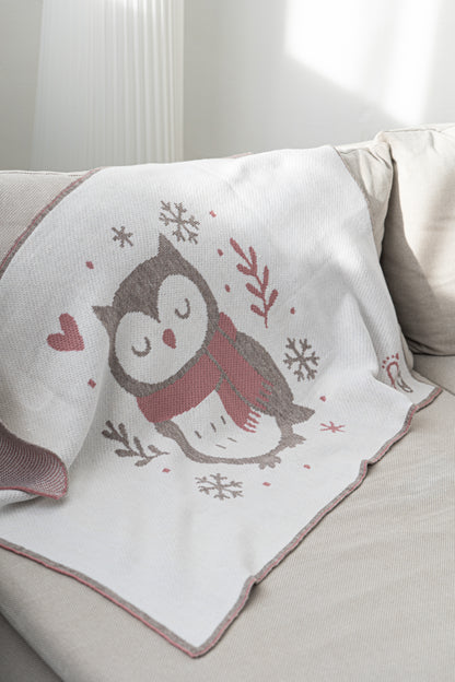 KALĖDINIS MERINO VILNOS PLEDUKAS | ROŽINĖ PELĖDA